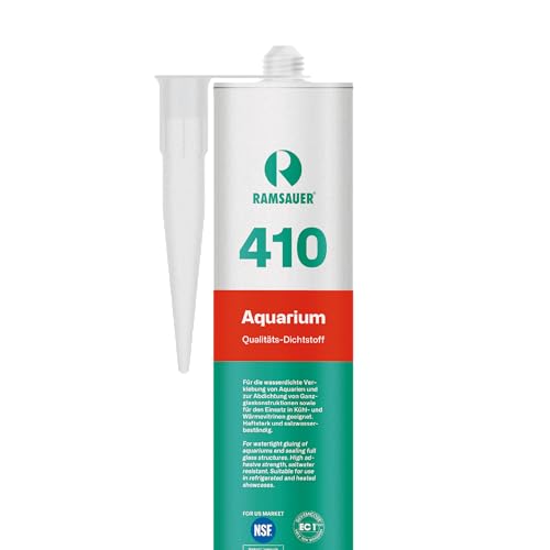 RAMSAUER 410 Aquarium (Schwarz) - 310ml Kartusche, Silikon Dichtstoff, Verklebung & Abdichtung von Aquarien, Terrarien & Ganzglas-Konstruktionen, Fliesen, salzwasserbeständig, haftet unter Wasser von Ramsauer
