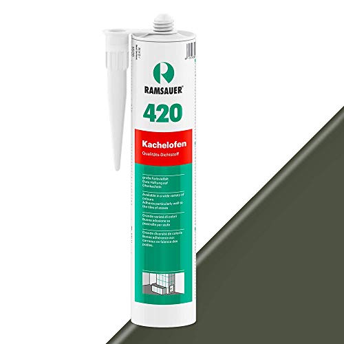 Ramsauer 420 Kachelofen - Profi Acryl Dichtstoff für Kachelofenfugen und Anschlussfugen - 310ml Kartusche (Dunkelgrün) von Ramsauer