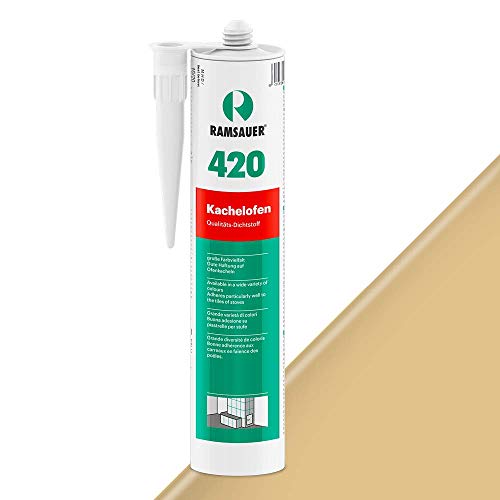 Ramsauer 420 Kachelofen - Profi Acryl Dichtstoff für Kachelofenfugen und Anschlussfugen - 310ml Kartusche (Sandbeige) von Ramsauer