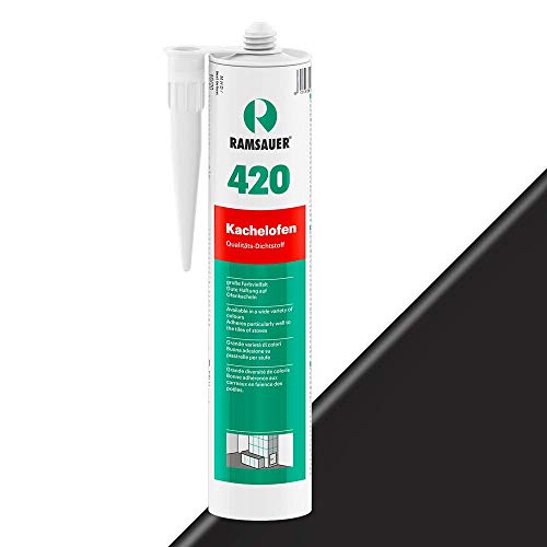 Ramsauer 420 Kachelofen - Profi Acryl Dichtstoff für Kachelofenfugen und Anschlussfugen - 310ml Kartusche (Schwarz) von Ramsauer