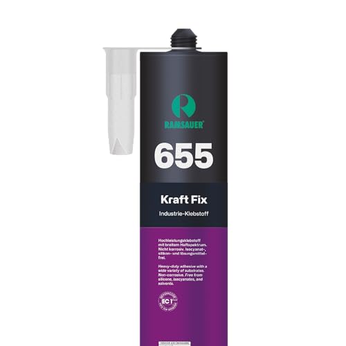 RAMSAUER 655 Kraft Fix 1K Hybrid Klebstoff (Grau) - 290ml Kartusche, starke Soforthaftung, schnelle Aushärtung, hervorragende Haftung auf Kunststoffen, Metall, Glas, Keramik, Naturstein von Ramsauer