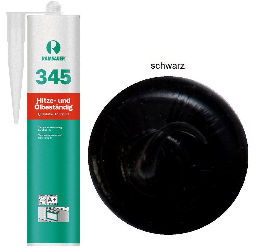Ramsauer Dichtstoff Ramsauer 345 Hitze-ÖL Beständig Silikon 290ml Kartusche schwarz, gebrauchsfertig, für Geräte-, Fahrzeug- und Maschinenbau von Ramsauer