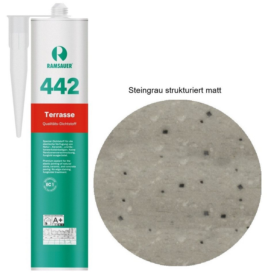 Ramsauer Dichtstoff Ramsauer 442 Terrasse Silikon Fugen Dichtstoff 310ml Kartusche, gebrauchsfertig, strukturiert matte Oberfläche Ramsauer Dichtstoff Ramsauer 442 Terrasse Silikon Fugen Dichtstoff 310ml Kartusche, gebrauchsfertig, strukturiert matte Oberfläche von Ramsauer