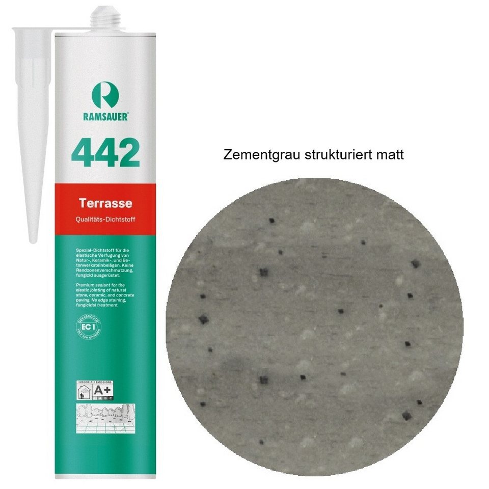 Ramsauer Dichtstoff Ramsauer 442 Terrasse Silikon Fugen Dichtstoff 310ml Kartusche, gebrauchsfertig, strukturierte matte Oberfläche Ramsauer Dichtstoff Ramsauer 442 Terrasse Silikon Fugen Dichtstoff 310ml Kartusche, gebrauchsfertig, strukturierte matte Oberfläche von Ramsauer