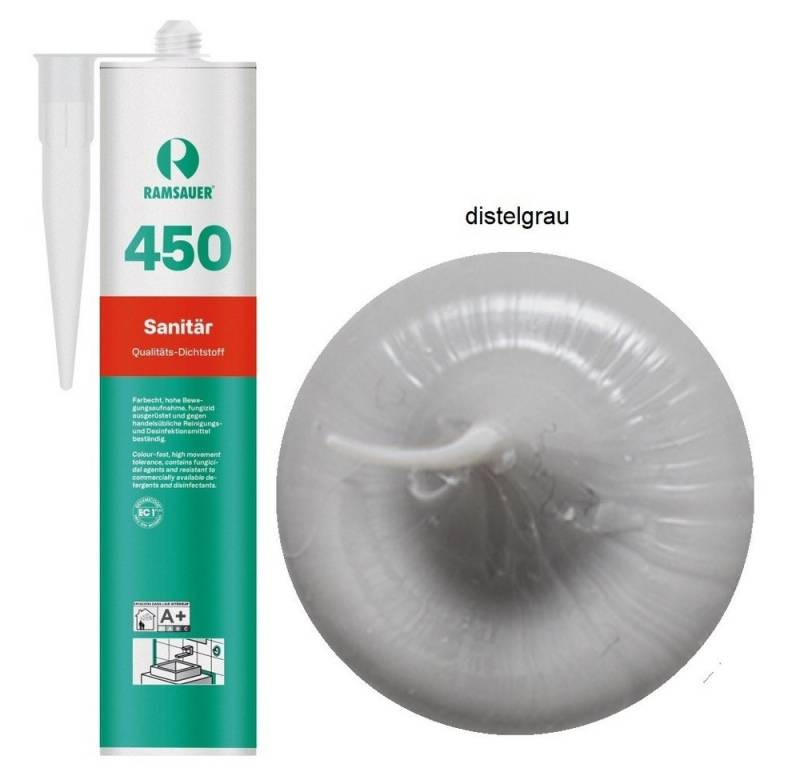 Ramsauer Dichtstoff Ramsauer 450 Sanitär Silicon Fugen Dichtstoff 310ml Kartusche, gebrauchsfertig, chemisch widerstandsfähig, schnellhärtend, UV-beständig, pilzhemmend von Ramsauer
