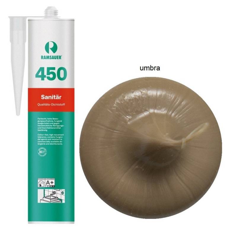 Ramsauer Dichtstoff Ramsauer 450 Sanitär Silicon Fugen Dichtstoff 310ml Kartusche, gebrauchsfertig, chemisch widerstandsfähig, schnellhärtend, UV-beständig, pilzhemmend von Ramsauer