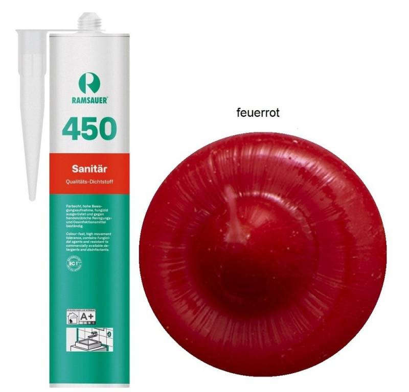 Ramsauer Dichtstoff Ramsauer 450 Sanitär Silicon Fugen Dichtstoff 310ml Kartusche, gebrauchsfertig, chemisch widerstandsfähig, schnellhärtend, UV-beständig, pilzhemmend von Ramsauer