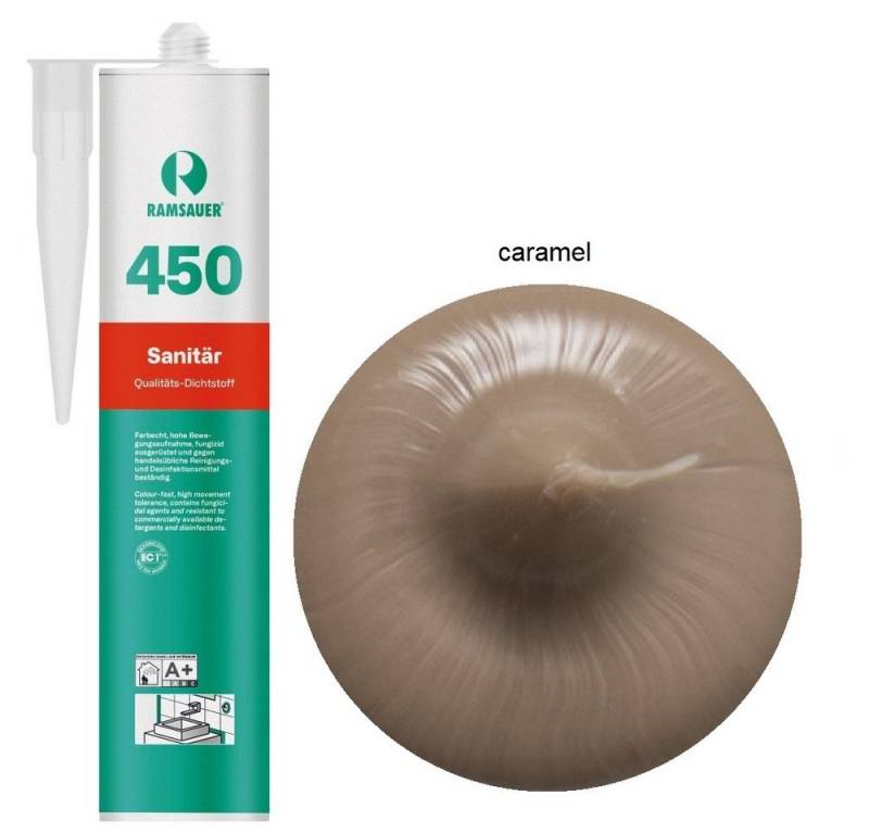 Ramsauer Dichtstoff Ramsauer 450 Sanitär Silicon Fugen Dichtstoff 310ml Kartusche, gebrauchsfertig, chemisch widerstandsfähig, schnellhärtend, UV-beständig, pilzhemmend von Ramsauer