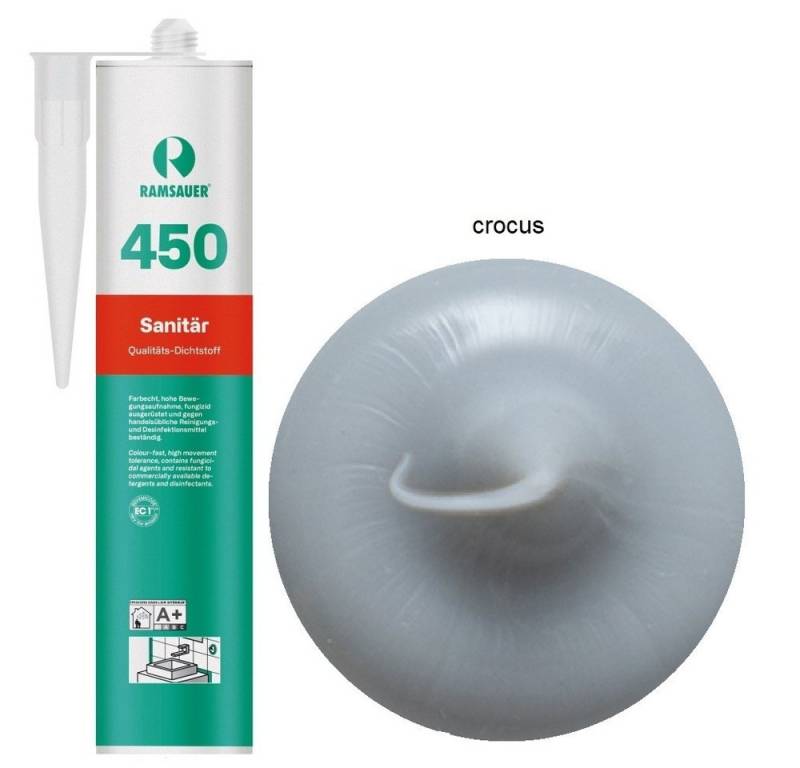 Ramsauer Dichtstoff Ramsauer 450 Sanitär Silicon Fugen Dichtstoff 310ml Kartusche, gebrauchsfertig, chemisch widerstandsfähig, schnellhärtend, UV-beständig, pilzhemmend von Ramsauer