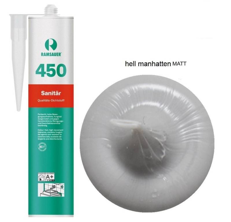 Ramsauer Dichtstoff Ramsauer 450 Sanitär Silicon Fugen Dichtstoff 310ml Kartusche, gebrauchsfertig, chemisch widerstandsfähig, schnellhärtend, UV-beständig,pilzhemmend von Ramsauer