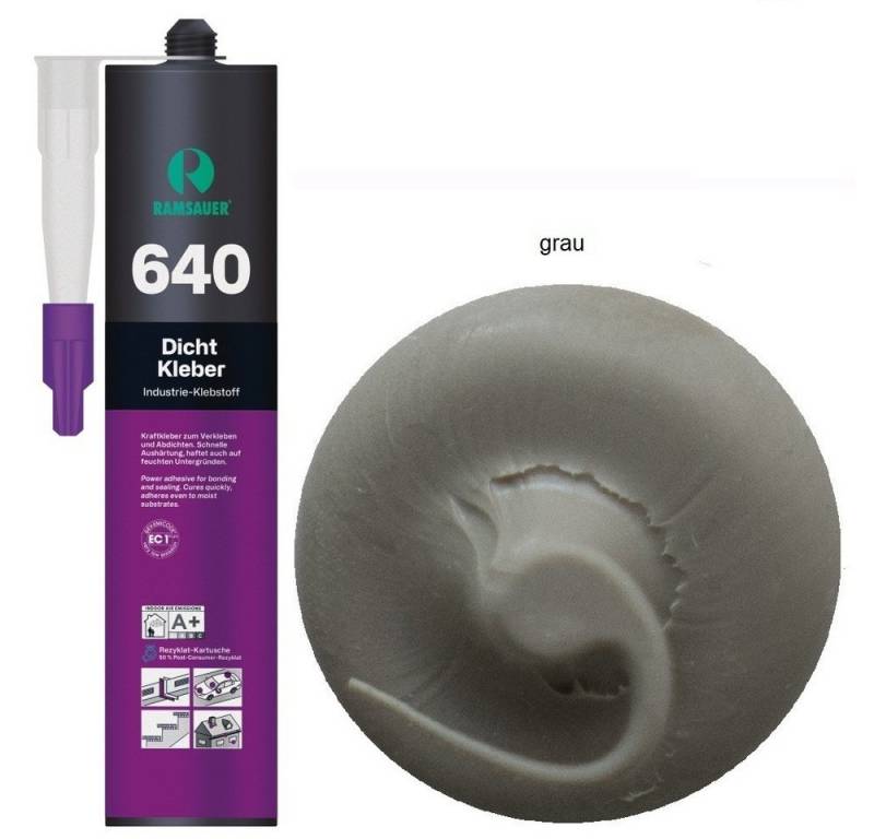 Ramsauer Klebstoff Ramsauer 640 Dicht Kleber Hybrid Klebstoff Dichtstoff 460g Kartusche, Silicon, Isocyanaten und Lösungsmittel, haftet auf feuchtem Untergrund von Ramsauer