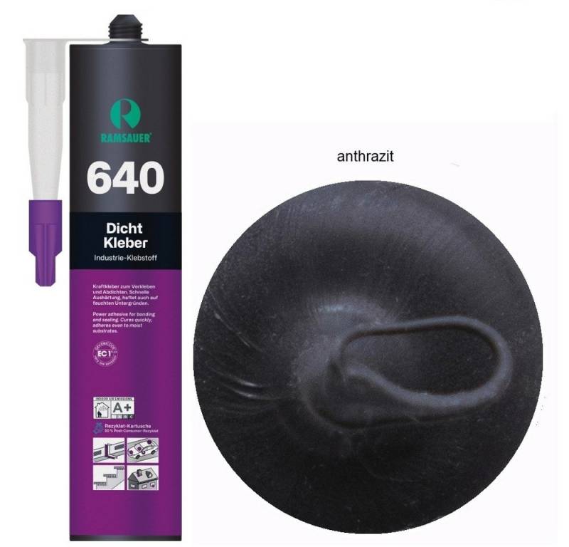 Ramsauer Klebstoff Ramsauer 640 Dicht Kleber Hybrid Klebstoff Dichtstoff 460g Kartusche, Silicon, Isocyanaten und Lösungsmittel, haftet auf feuchtem Untergrund von Ramsauer