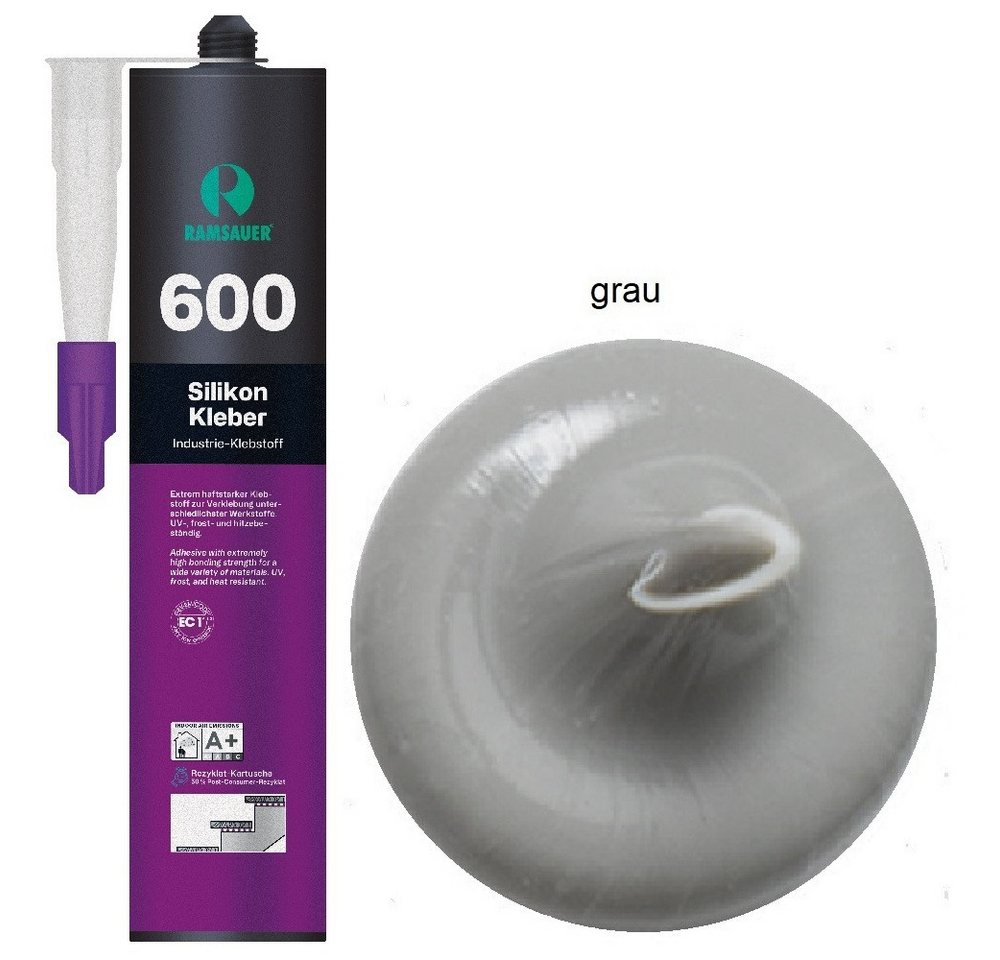 Ramsauer Klebstoff Ramsauer 600 Silikon Kleber 1K Silikon Klebstoff 395g Kartusche grau, gebrauchsfertig Ramsauer Klebstoff Ramsauer 600 Silikon Kleber 1K Silikon Klebstoff 395g Kartusche grau, gebrauchsfertig von Ramsauer