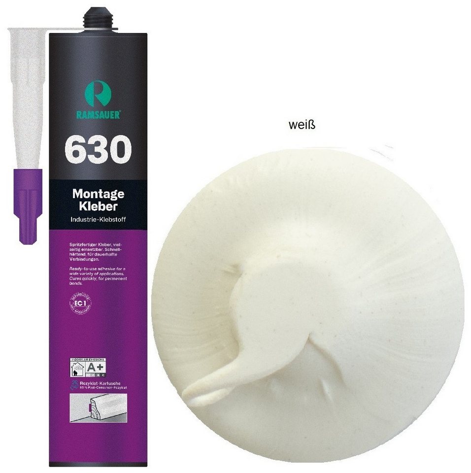 Ramsauer Klebstoff Ramsauer 630 Montage Acryl Kleber weiß Klebstoff 400g Kartusche, silikonfrei Ramsauer Klebstoff Ramsauer 630 Montage Acryl Kleber weiß Klebstoff 400g Kartusche, silikonfrei von Ramsauer