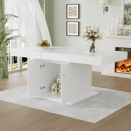 RanRan Ausziehbarer Esstisch, L140/180*W80*H76cm,Esstisch mit Stauraum, rechteckiger Esstisch, Kaffee-Freizeittisch, Platzsparender multifunktionaler Esstisch, Automatischer Teleskoptisch (Weiß) von RanRan