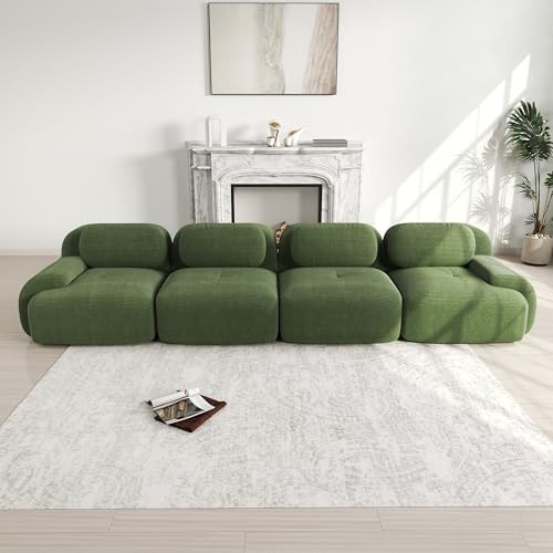 RanRan Sofa 4-Sitzer weicher Cordstoff 32D hochelastische Polsterung haustierfreundlich ergonomisch vakuumverpackt frei kombinierbar ohne Montage für Schlafzimmer und Büro Green von RanRan