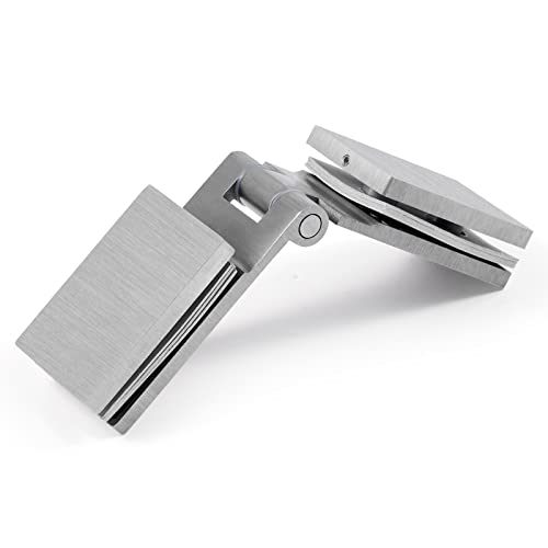 Rahmenloses glasduschtürscharnier/badezimmer-Glashalterung,5 mm massiv 304 Edelstahl,nahtlos gegossen,für 8-12 mm Glas geeignet,Bürstetes,270 Grad Glas-auf-Glas-Montage (1 Stk) von Ranbo