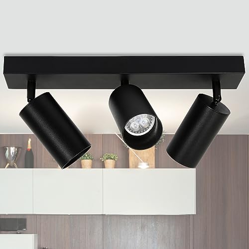 Randaco 1× LED Deckenleuchte Lampe Deckenspots, Deckenstrahler Schwenkbar 3 Flammig, Dreh GU10 230V Spotlight Lampe Deckenspots für Küche, Schlafzimmer, Wohnzimmer(mit 4W LED Leuchtmittel Warmweiß) von Randaco