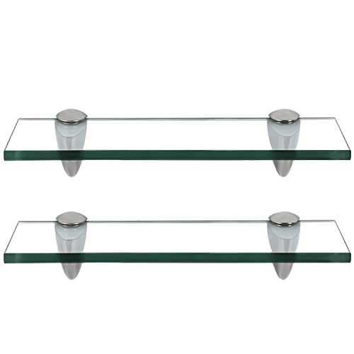 Randaco 2X Glasablage Glasregal, Glas Glasablage Klarglas mit Wandhalterung&8mm ESG Sicherheitsglas und Halterung, perfekt geeignet als Duschregal/Badablage für Bad, Küchen,Balkon (30x10x0.8 cm) von Randaco