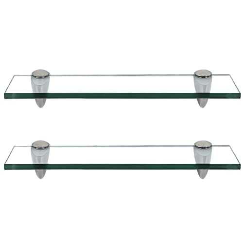 Randaco 2X Glasablage Glasregal, Glas Glasablage Klarglas mit Wandhalterung&8mm ESG Sicherheitsglas und Halterung, perfekt geeignet als Duschregal/Badablage für Bad, Küchen,Balkon (40x10x0.8 cm) von Randaco