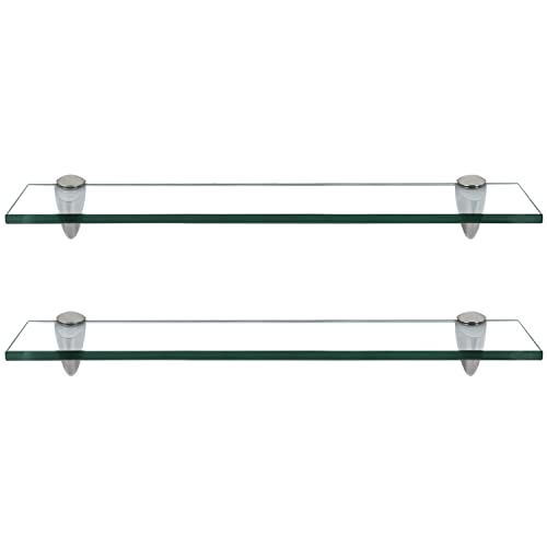 Randaco 2X Glasablage Glasregal, Glas Glasablage Klarglas mit Wandhalterung&8mm ESG Sicherheitsglas und Halterung, perfekt geeignet als Duschregal/Badablage für Bad, Küchen,Balkon (50x10x0.8 cm) von Randaco