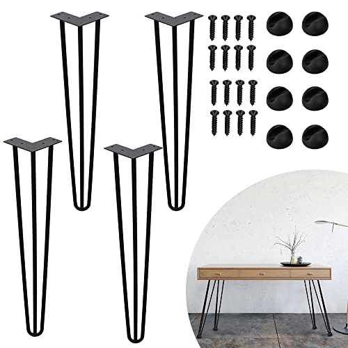 Randaco 4X Hairpin Legs 40cm Modern-Stil Schreibtisch Möbelfüße Austauschbare Tisch und Schrank Haarnadel Tischbeine Beine Durchmesser 12 mm Schwarz von Randaco