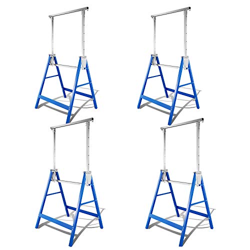 Randaco Arbeitsbock 4er set Blau,7-fach Höhenverstellbar 80-130 cm Klappbockm, Gerüstbock stabiler bis 200kg mit einer Antirutschvorrichtung von Randaco
