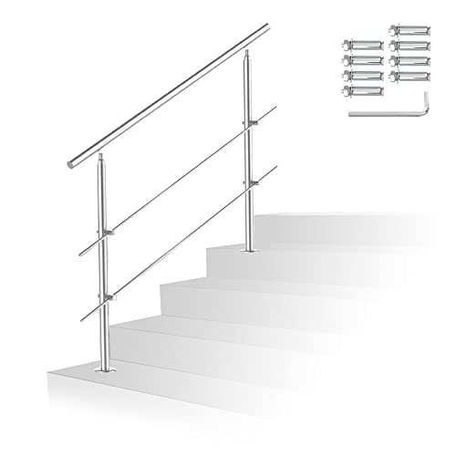 Randaco Edelstahl Handlauf Geländer Innen und Außen, Treppengeländer für Balkon Brüstung Treppen Hauseingang, (100cm, 2 Querstreben) von Randaco