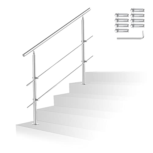 Randaco Edelstahl Handlauf Geländer Innen und Außen, Treppengeländer für Balkon Brüstung Treppen Hauseingang, (160cm, 2 Querstreben) von Randaco