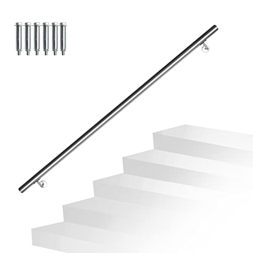 Randaco Edelstahl Handlauf Treppengeländer Geländer Wandhandlauf Wand Treppe inkl. Wandhalterung und Endkappen, für Innen & Außen Treppen Balkon Brüstung, Länge:140 cm von Randaco