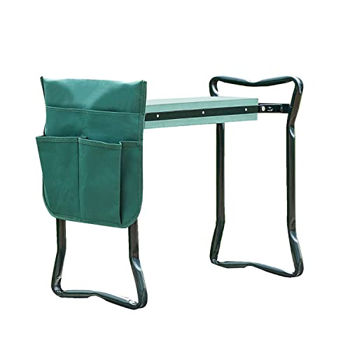 Randaco Gartenhocker Garten Kniebank mit Eva Schaummatte, Tragbare Klappbar Gartenbank mit Werkzeugtasche, Arbeitshocker Garten Sitzbank für Gartenarbeit bis zu 150 kg von Randaco
