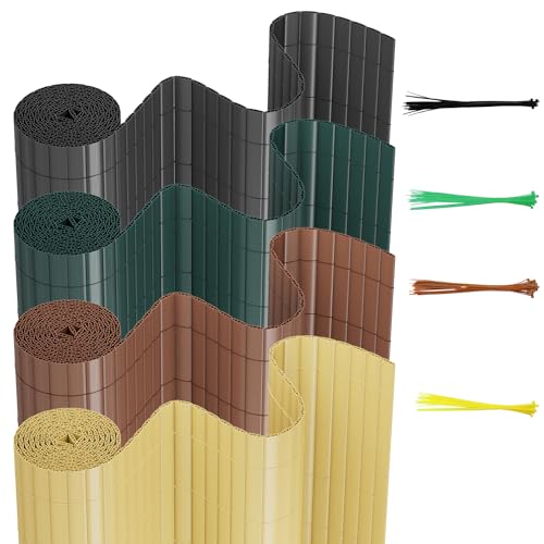 Randaco PVC Sichtschutzmatte Sichtschutzzaun, 80x600cm Verstärkte Lamellen, Bambus, Standard Sichtschutz mit Kabelbindern, Wetterfest UV-beständig, Verstärkt Starke Privatsphäre für Garten, Balkon Randaco PVC Sichtschutzmatte Sichtschutzzaun, 80x600cm Verstärkte Lamellen, Bambus, Standard Sichtschutz mit Kabelbindern, Wetterfest UV-beständig, Verstärkt Starke Privatsphäre für Garten, Balkon von Randaco