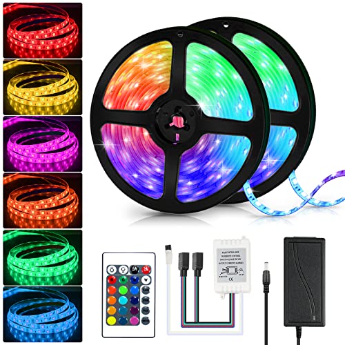 Randaco RGB LED Strip 10M(2x5m), LED Streifen, LED Lichtband 16 Farben und 4 Modi, LED Stripes Farbwechsel, mit Fernbedienung, für die Beleuchtung Von Zuhause, Schlafzimmer, Party von Randaco