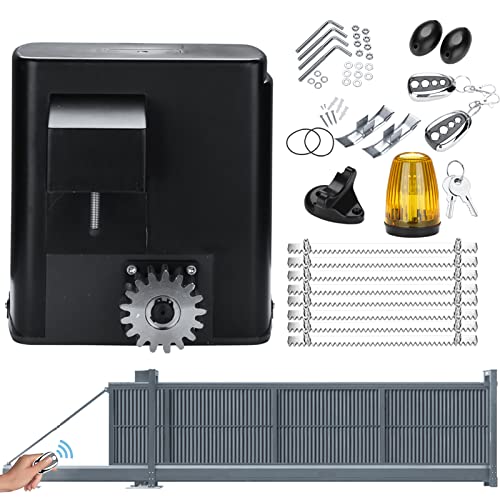 Randaco Schiebetorantrieb Set Hoftorantrieb Garagentorantrieb mit 2 Fernbedienung Toröffner mit 8 Zahnstangen Sliding Door Actuator bis 600 kg Schiebetor von Randaco