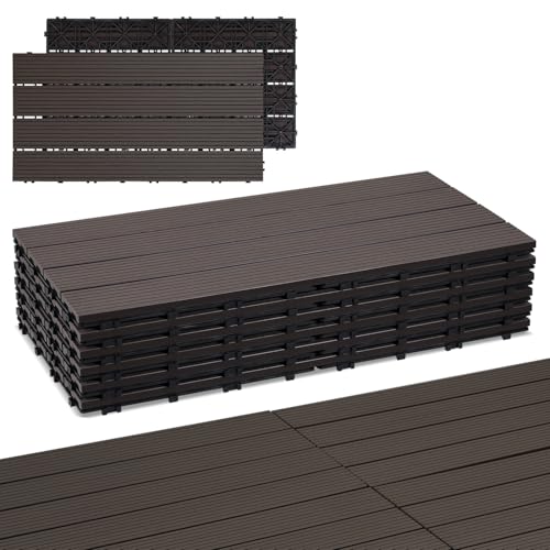 Randaco WPC Fliesen 30x60cm, Klickfliesen Balkonfliesen in Holzoptik 18er Set für 3m² Bodenbelag für Balkon, Wetterfest mit Drainagefunktion, Rutschfest, Leicht zu verlegen, Coffee Randaco WPC Fliesen 30x60cm, Klickfliesen Balkonfliesen in Holzoptik 18er Set für 3m² Bodenbelag für Balkon, Wetterfest mit Drainagefunktion, Rutschfest, Leicht zu verlegen, Coffee von Randaco