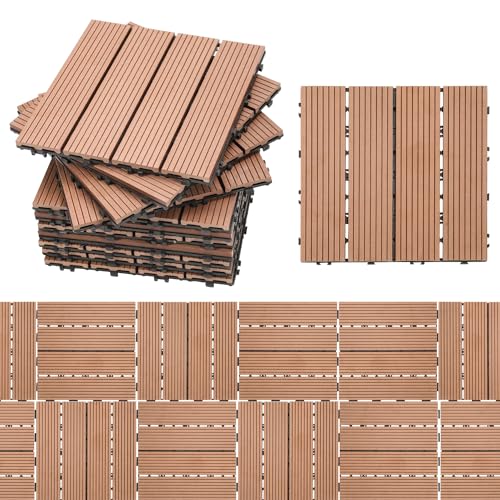 Randaco WPC Terrassenfliesen Holzoptik, 30x30cm 33er Set für 3m² für Garten Balkon Bodenbelag mit Drainage und Klicksystem, Wasserfest, korrosionsbeständig, leicht zu verlegen, Braun Randaco WPC Terrassenfliesen Holzoptik, 30x30cm 33er Set für 3m² für Garten Balkon Bodenbelag mit Drainage und Klicksystem, Wasserfest, korrosionsbeständig, leicht zu verlegen, Braun von Randaco