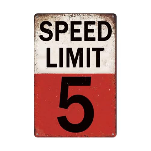 5 km/h Speed Limit Schild Vintage Blechschild Geschwindigkeitsbegrenzung Straßenschilder Warnung Verkehr Straße Straßenschild Lustiges Straßenschild Retro Männerhöhle Dekor Straßenschilder für von Randoland