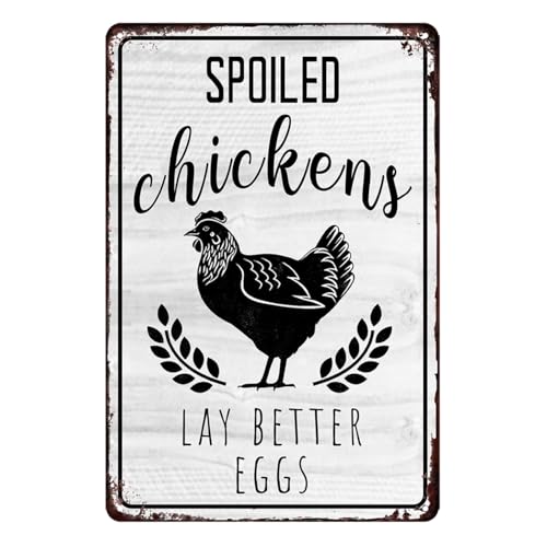 Hühnerstall-Schild, Hühnerstallzubehör, Schilder für Hühnerstall, Geschenke, verdorbene Hühner, bessere Eier legen, Hühner-Schilder für Stall, lustige Outdoor-lustige Metall-Blechschilder für Zuhause, Hühnerstall-Schild, Hühnerstallzubehör, Schilder für Hühnerstall, Geschenke, verdorbene Hühner, bessere Eier legen, Hühner-Schilder für Stall, lustige Outdoor-lustige Metall-Blechschilder für Zuhause, von Randoland