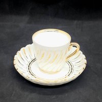 Vintage Demitasse Teetasse Und Untertasse Set Weiß Gold Art Deco von Randomness4sale