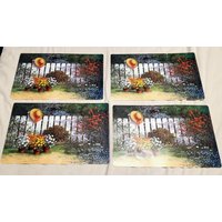 Vintage Platzsets 4Er Set Floral Garden Vinyl Jim Harrison von Randomness4sale