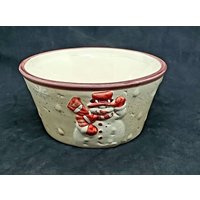 Vintage Schneemann Schale Keramik Handbemalt Sammlerstück von Randomness4sale