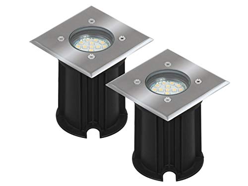 2er-Set LED-Bodeneinbaustrahler Outdoor, eckig, befahrbar, max 800 kg Last, IP65; 5000.459 von Ranex