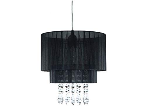 Edle Pendelleuchte mit dimmbare LED & Acrylanhängern, transparenter Schirm schwarz von Ranex