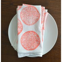 Citrus Block Bedruckte Servietten 4Er Set Handgemachtes Baumwolltuch von Rangemark