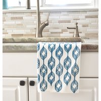 Handbedrucktes Geschirrtuch, Spiral Mehlsack Handtuch, Blockdruck Gastgeberin Geschenk, Geschenk Für Sie, Mama, Blau von Rangemark