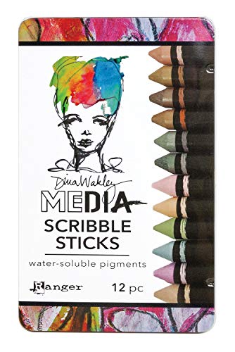 Ranger Dina Wakley Media Scribble Sticks, 3 Stück, 12 Stück von Ranger