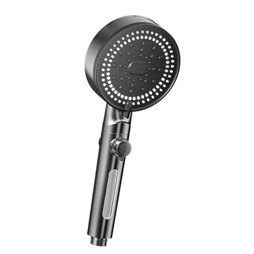 RANKOMU 10-in-1 Duschkopf mit Filter & Stopp-Funktion, Druchverstärker Duschbrause mit Wechselpatronen (2x), 1.5m Schlauch, Handbrause & Halter, Grau Metallic von Rankomu