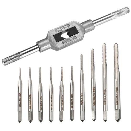 Rankomu 11-teiliges Gewindebohrer Set M1-M3.5 HSS Gewindeschneider Set mit Windeisen - Präzisions-Gewindeschneidwerkzeug für Metall, Holz und Kunststoff Rankomu 11-teiliges Gewindebohrer Set M1-M3.5 HSS Gewindeschneider Set mit Windeisen - Präzisions-Gewindeschneidwerkzeug für Metall, Holz und Kunststoff von Rankomu