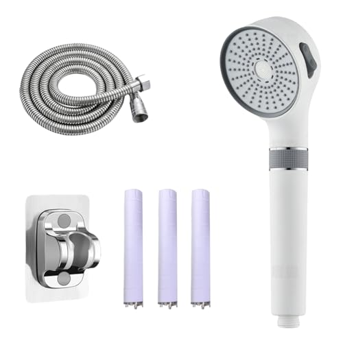 Rankomu 3-in-1 Filterduschkopf mit ACF Aktivkohlefilter – Wechselkopf mit 3 Funktionen – 1,5m Schlauch + Halter – Spray Massage Regen – Universal 1/2 Zoll von Rankomu