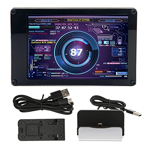 Rankomu PC Monitor Computer Temp Monitor 3,5 Zoll IPS USB Mini Bildschirm, AIDA64 PC CPU RAM Datenmonitor, dynamisches Display, für PC Temperaturüberwachung, kompaktes Design von Rankomu